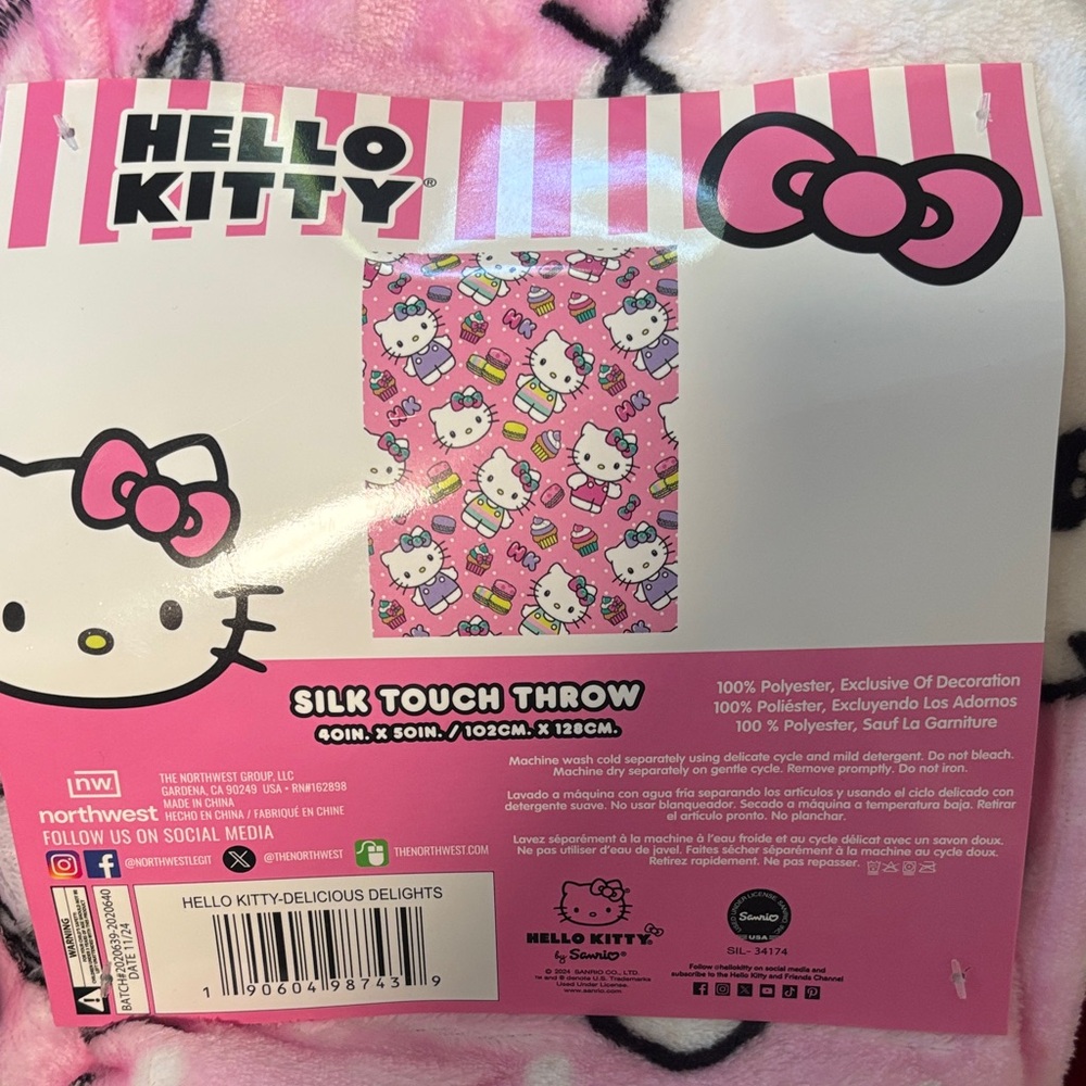 Hello Kitty Pink Silk Touch Throw Blanket